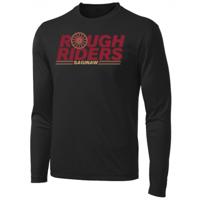 Adult Wagon Wheel Black Performance LS Tee