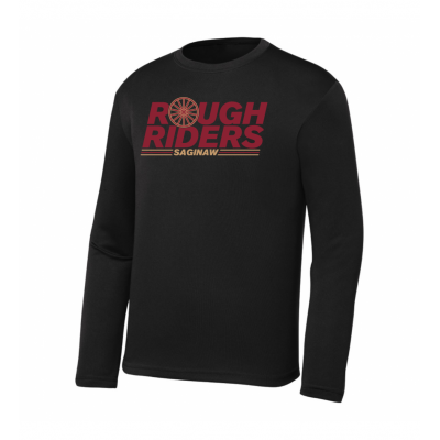 Youth Wagon Wheel Black Performance LS Tee