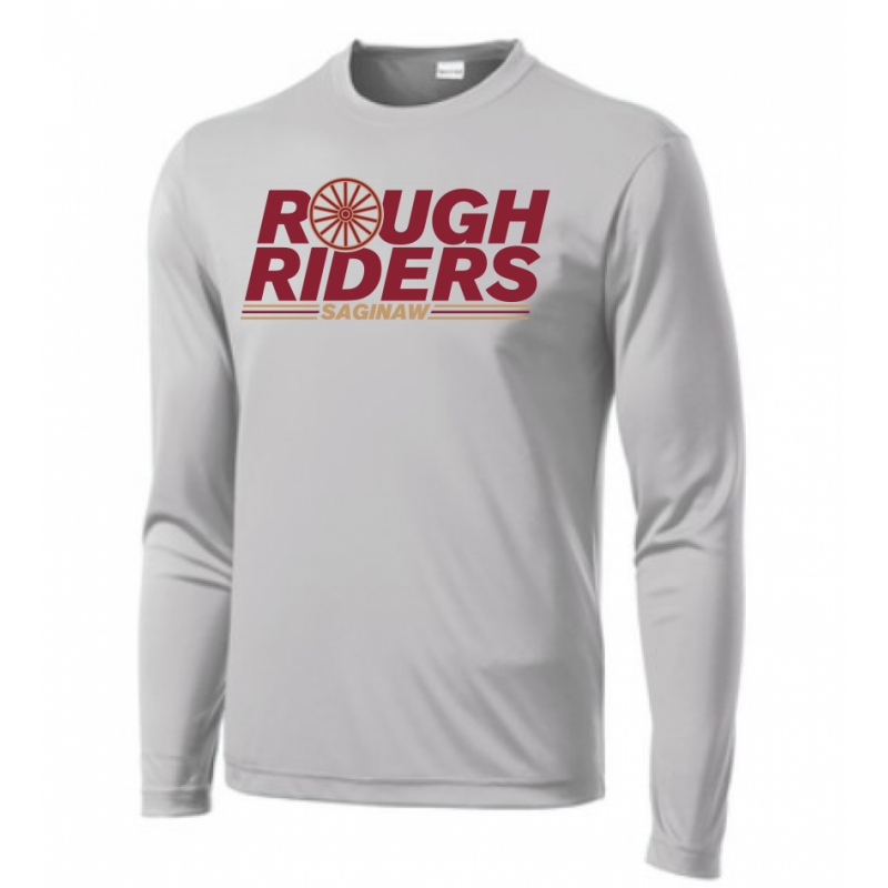 Adult Wagon Wheel Grey Performance LS Tee