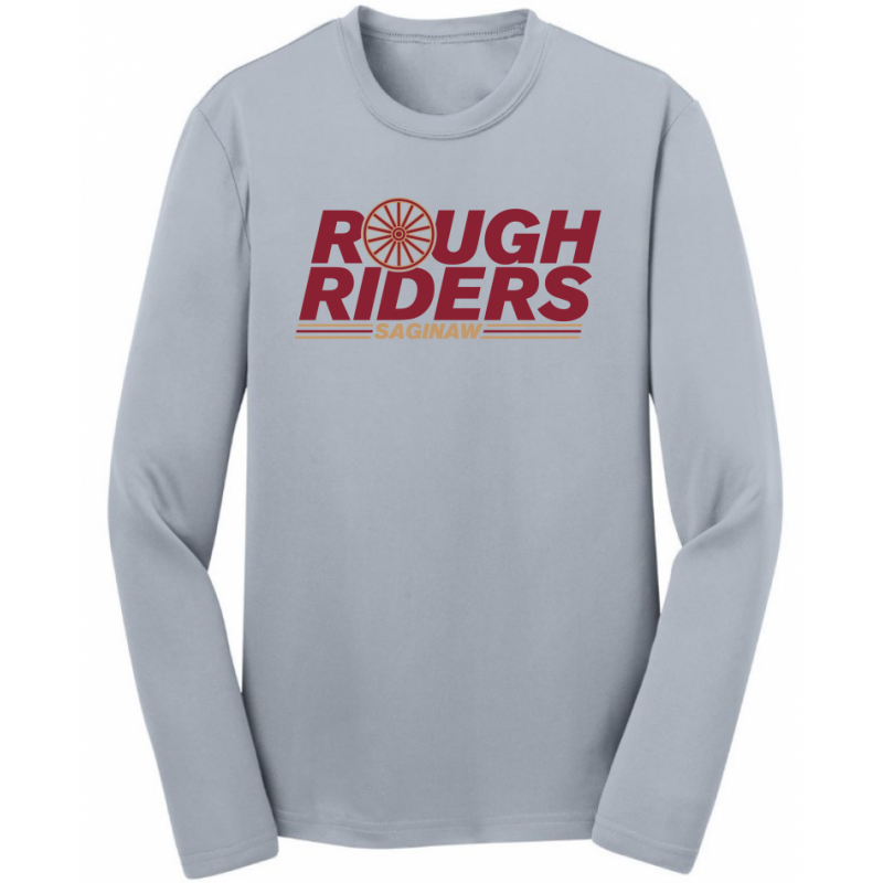 Youth Wagon Wheel Grey Performance LS Tee
